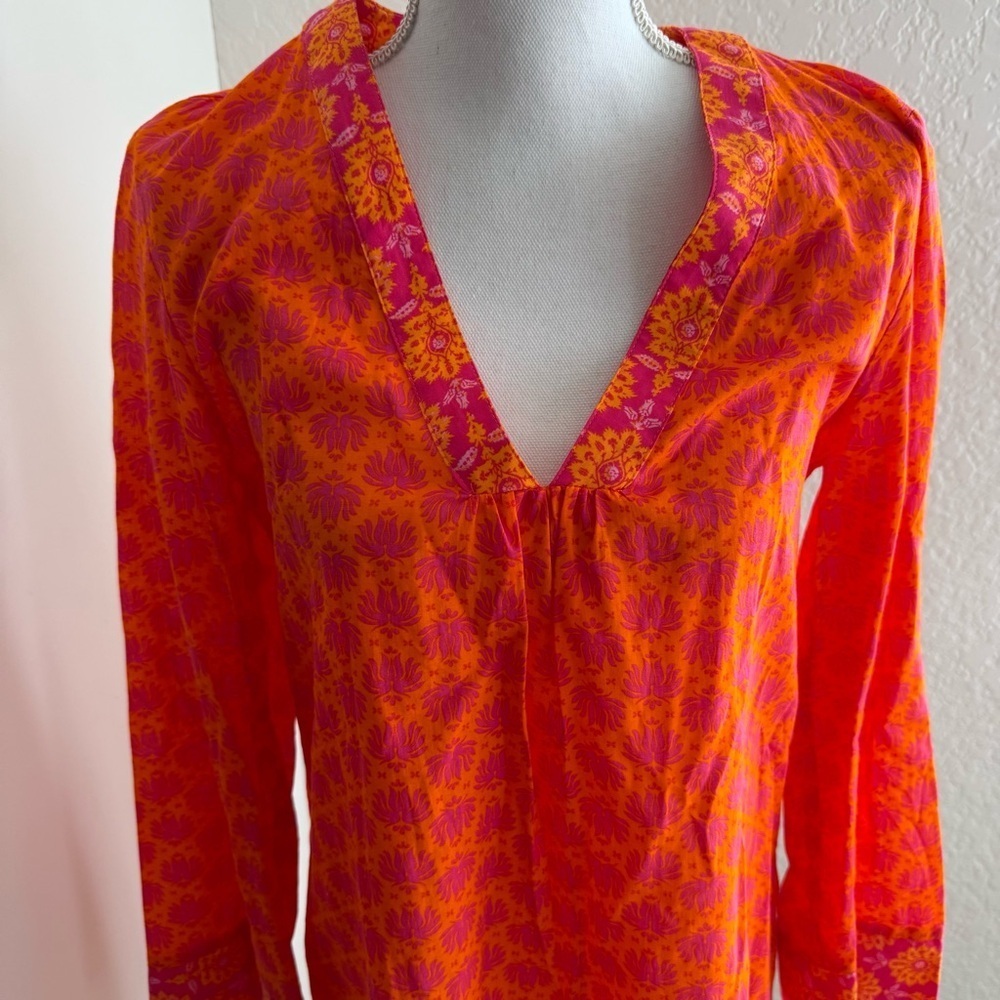 Zara Vibrant Orange and Pink Tunic Size XS Light and Airy